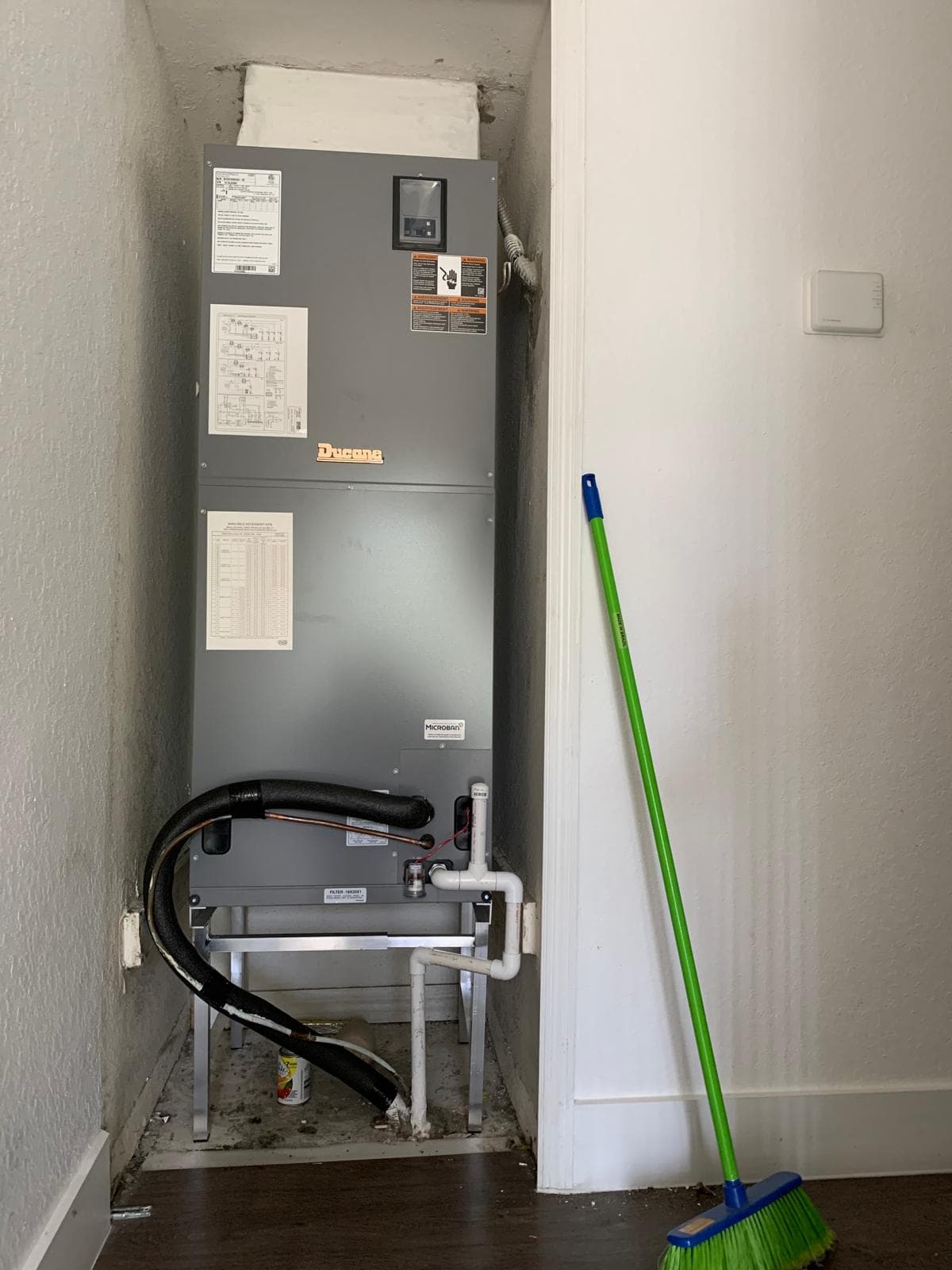 Indoor heating and air handler installation